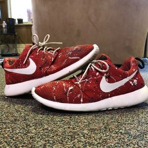 Custom Red Paint Splatter Nike Rosches